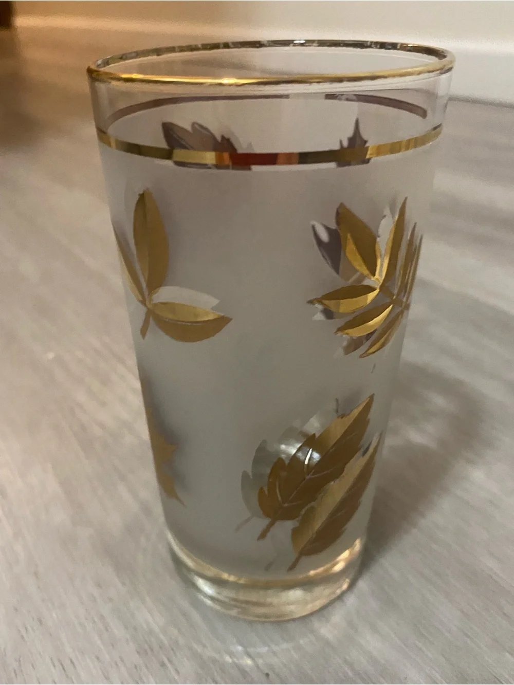 Set of 4 Libby MCM Frosted Glasses with Gold Trim